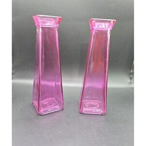 Valentines Day/Christmas/Holiday Pink Flower Vase 8" tall Set Of 2